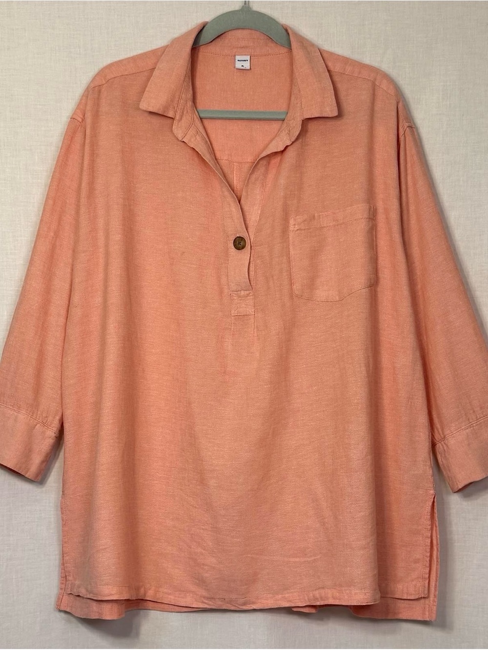 Old Navy Coral Peach Linen-Blend Tunic